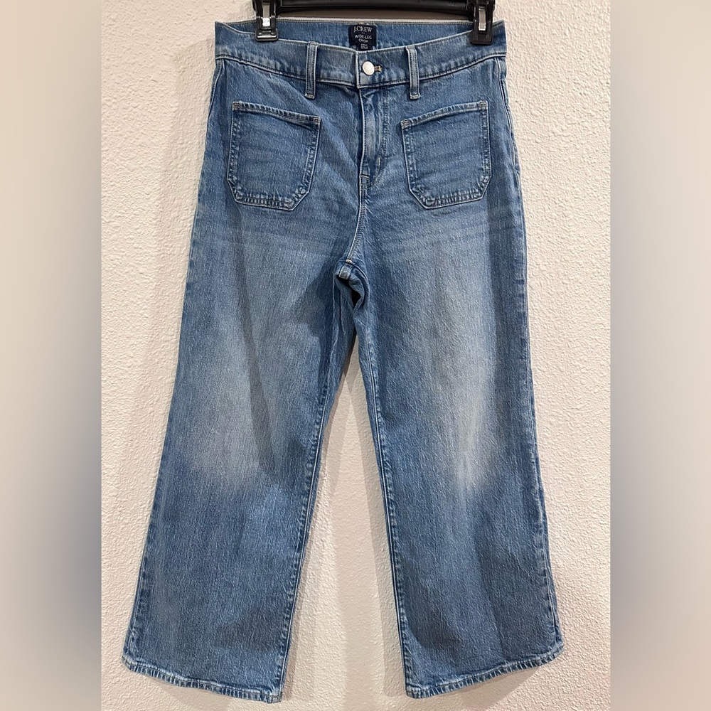 J. Crew Factory Petite Wide Leg Crop Light Blue Jeans